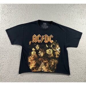 AC/DC Cropped T-Shirt Women M Black Graphic Highway 1979 Tour Band‎ Tee